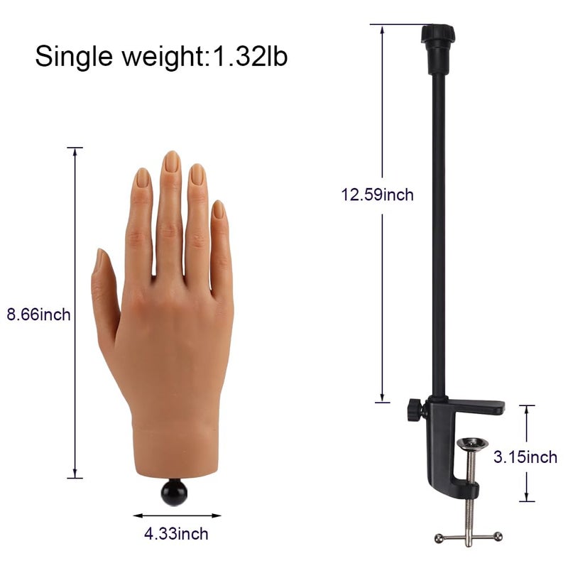 KnowU Nail Pratice Training Hand for Acrylic Nails with Stand Bracket,Soft Silicone Maniquin Hand, Flexible Bendable Nail Practice Fake Hand for Nails Art Practice Tool - Image 5
